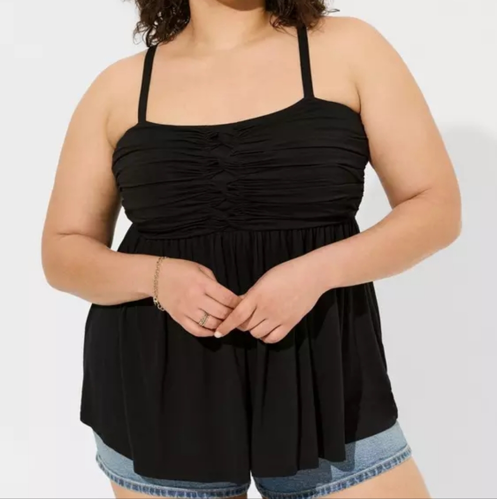 Torrid Black Ruched Tank Top